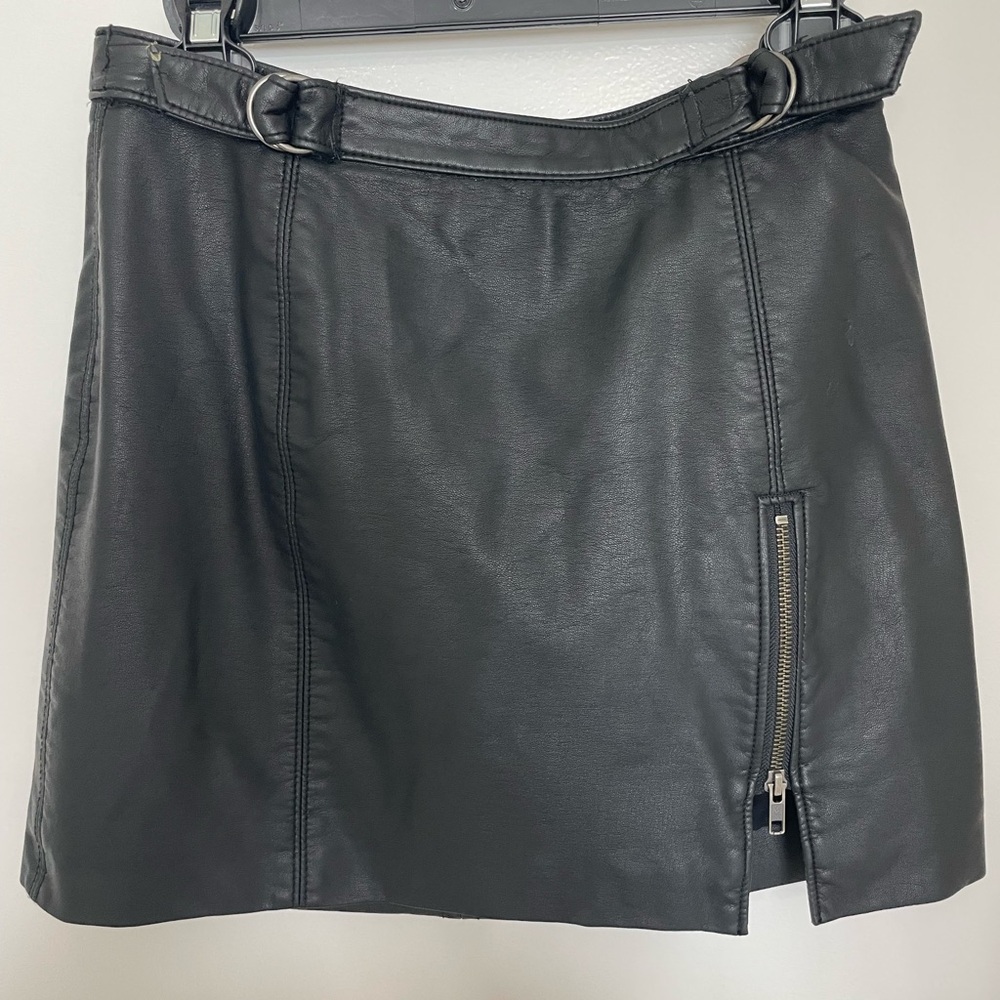 Free People Black Mini Skirt with Slit for Night Out